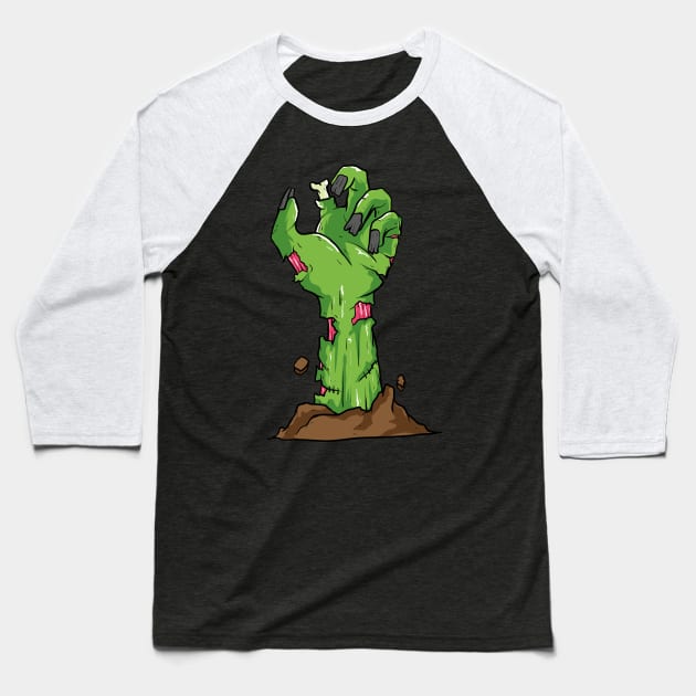 Zombie Hand Baseball T-Shirt by MZeeDesigns